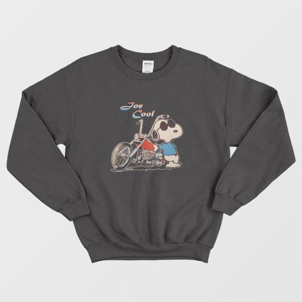 Snoopy Joe Cool Motorcycle Cartoon Graphic Cozy Retro Unisex Sweatshirt